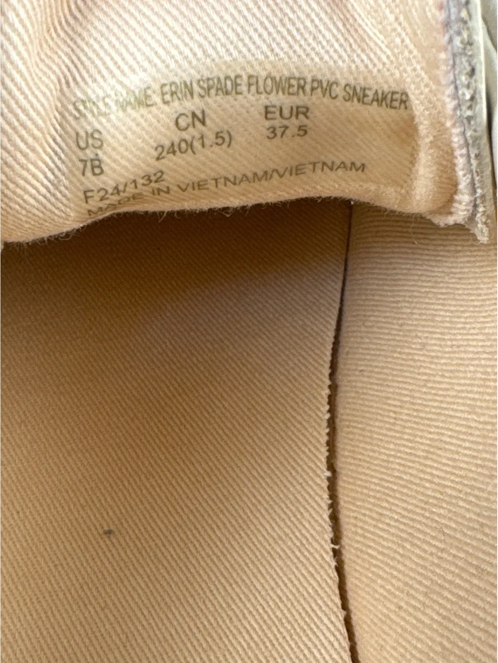 Kate Spade Erin Flower PVC Sneakers Beige Women’s 7B